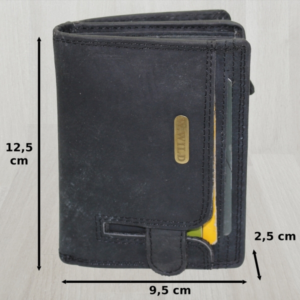 flevado Geldbörse Unisex Damen Herren Echt Leder RFID Schutz Schwarz
